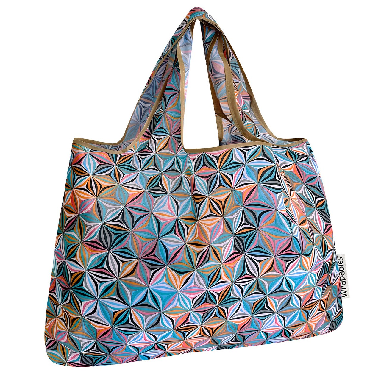 Wrapables Large Foldable Tote Nylon Reusable Grocery Bags, Star Pattern